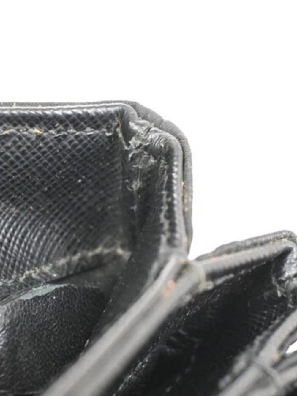 PRADA Saffiano Diagonal Chain Shoulder Bag Nylon Leather Black SHW 10ZA204 - Picture 10 of 15